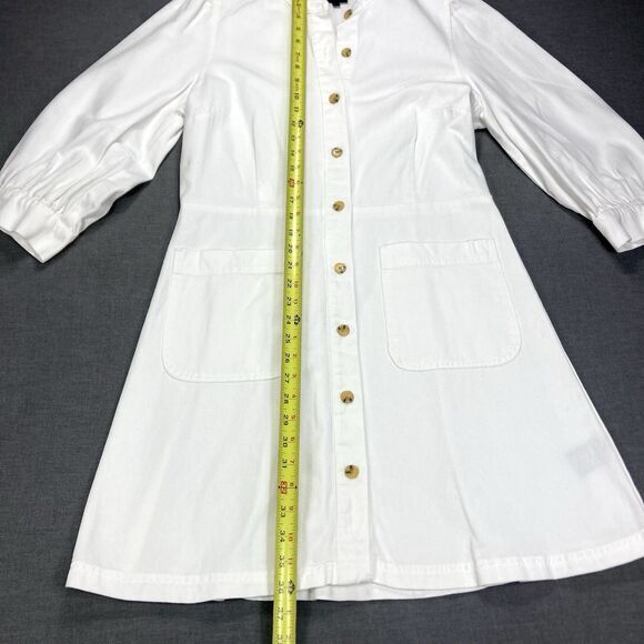 Who What Wear Denim Dress Women M White Classic Puffer Sleeve Sophisticated Chic - Picture 12 of 16